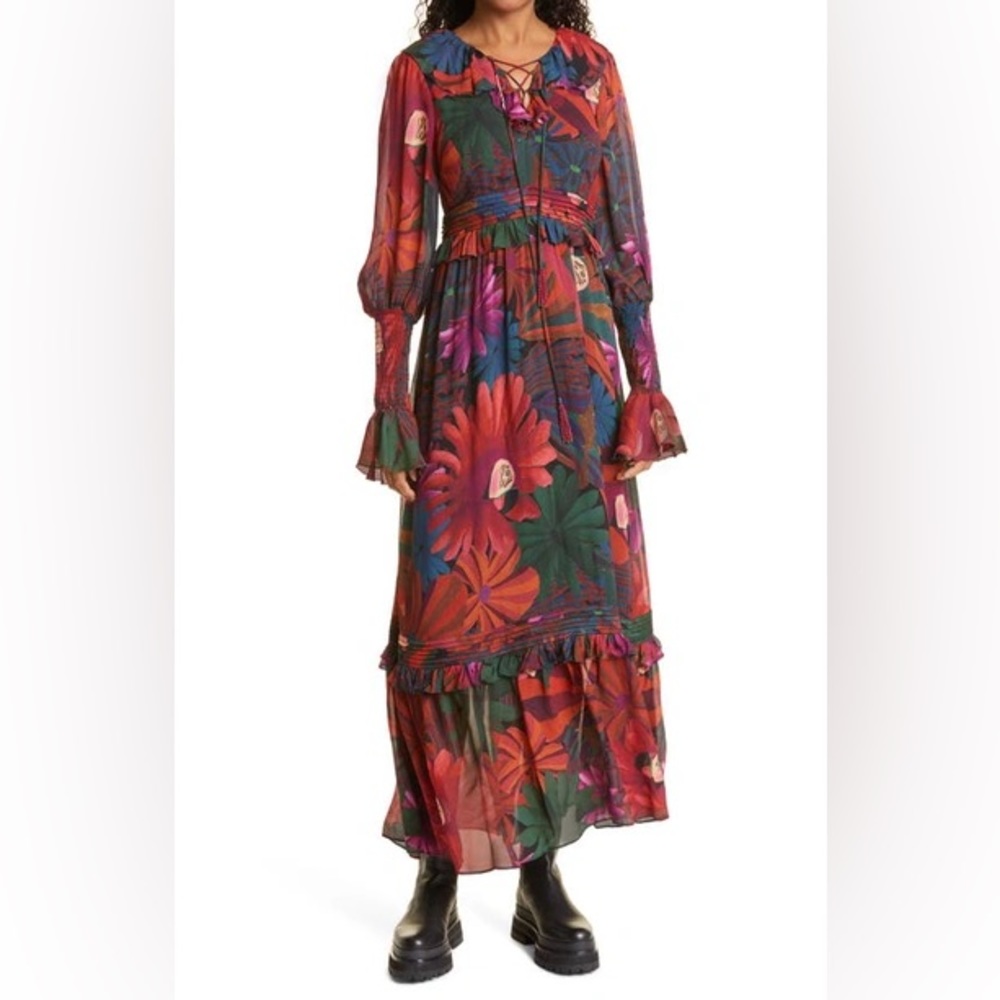 Farm Rio Bird Flowers Multicolor dress